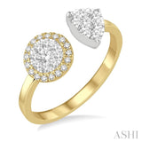 1/2 Ctw Round and Pear Shape Diamond Lovebright Ring in 14K Yellow and White Gold