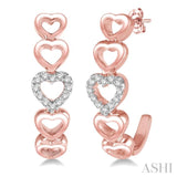 1/10 Ctw Five Heart Union Round Cut Diamond Earrings in 10K Rose Gold