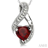 Silver Heart Shape Diamond & Gemstone Fashion Pendant