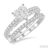 3/4 Ctw Diamond Lovebright Wedding Set With 5/8 Ctw Heart Shape Engagement Ring and 1/6 Ctw Wedding Band in 14K White Gold