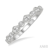 1/10 ctw Fused Diamond and Circular Shape Mount Round Cut Diamond Stack Band in 14K White Gold