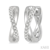 1/10 ctw Split Intersecting Arms Round Cut Diamond Huggie Earrings in 10K White Gold