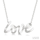 1/20 ctw Love Scribed Round Cut Diamond Pendant With Chain in Silver