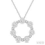 1 ctw Lovebright Round Cut Diamond Circle Pendant With Chain in 14K White Gold