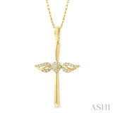 Angel Wings Cross Diamond Pendant