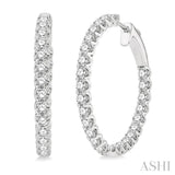 3 ctw Round Cut Diamond In-Out Hoop Earring in 14K White Gold