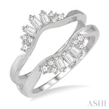 1/2 ctw Curved Center Baguette Tower and Round Cut Diamond Insert Ring in 14K White Gold