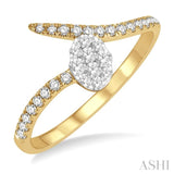 1/4 ctw Open End Oval Mount Lovebright Round Cut Diamond Ladies Ring in 14K Yellow and White Gold