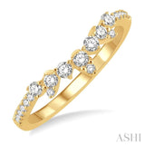 1/4 ctw Alternating Marquise and Circular Mount Round Cut Diamond Curved Wedding Band in 14K Yellow Gold