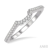 1/6 Ctw Arched Center Diamond Wedding Band in 14K White Gold