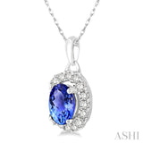 Oval Shape Gemstone & Diamond Pendant