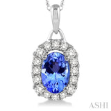 Oval Shape Gemstone & Diamond Pendant