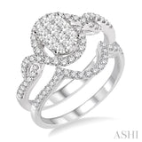 3/4 Ctw Diamond Lovebright Wedding Set with 5/8 Ctw Engagement Ring and 1/6 Ctw Wedding Band in 14K White Gold