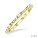 1/5 ctw Baguette and Round Cut Diamond Stackable Petite Fashion Band in 10K Yellow Gold