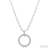 1/2 ctw Circle Of Love Round Cut Diamond Pendant With Chain in 14K White Gold