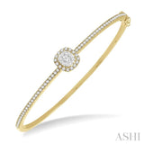 1 ctw Cushion Shape Lovebright Round Cut Diamond Stackable Bangle in 14K Yellow and White Gold