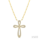 1/2 ctw Latin Cross Round Cut Diamond Pendant With Chain in 14K Yellow Gold