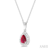 Pear Shape Gemstone & Baguette Diamond Pendant