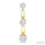 3/4 ctw Lovebright Round Cut Diamond Paper Clip Link Earring in 14K Yellow and White Gold