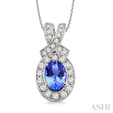 Oval Shape Gemstone & Diamond Pendant