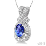 Oval Shape Gemstone & Diamond Pendant