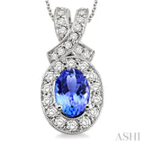 Oval Shape Gemstone & Diamond Pendant