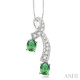 Oval Shape Gemstone & Diamond Pendant