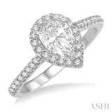 1/2 Ctw Pear Shape Semi-Mount Diamond Engagement Ring in 14K White Gold