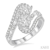 7/8 Ctw Mixed Exotica Diamond Lovebright 2Stone Ring in 14K White Gold
