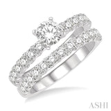 3/4 Ctw Diamond Wedding Set With 1/2 Ctw Round cut Engagement Ring and 1/4 Ctw Wedding Band in 14K White Gold