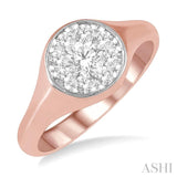 1/2 ctw Round Shape Lovebright Diamond Ring in 14K Rose and White Gold